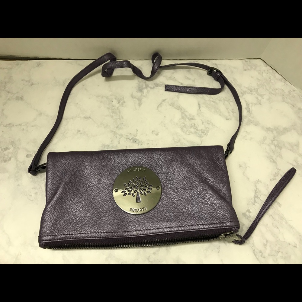 Authentic Mulberry Purple Leather Crossbody Bag